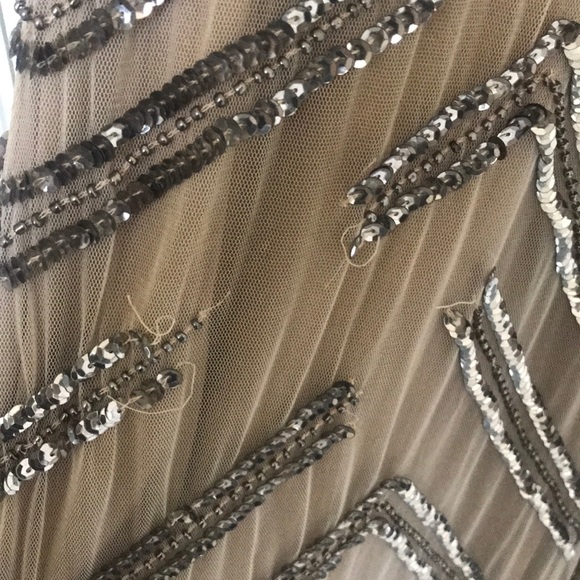 Nude beaded party gown - Picture 4 of 12